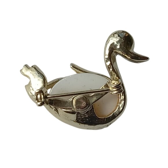 Rare Vintage Jelly Belly Swan Brooch Pin Green Gem Eye - Picture 6 of 12